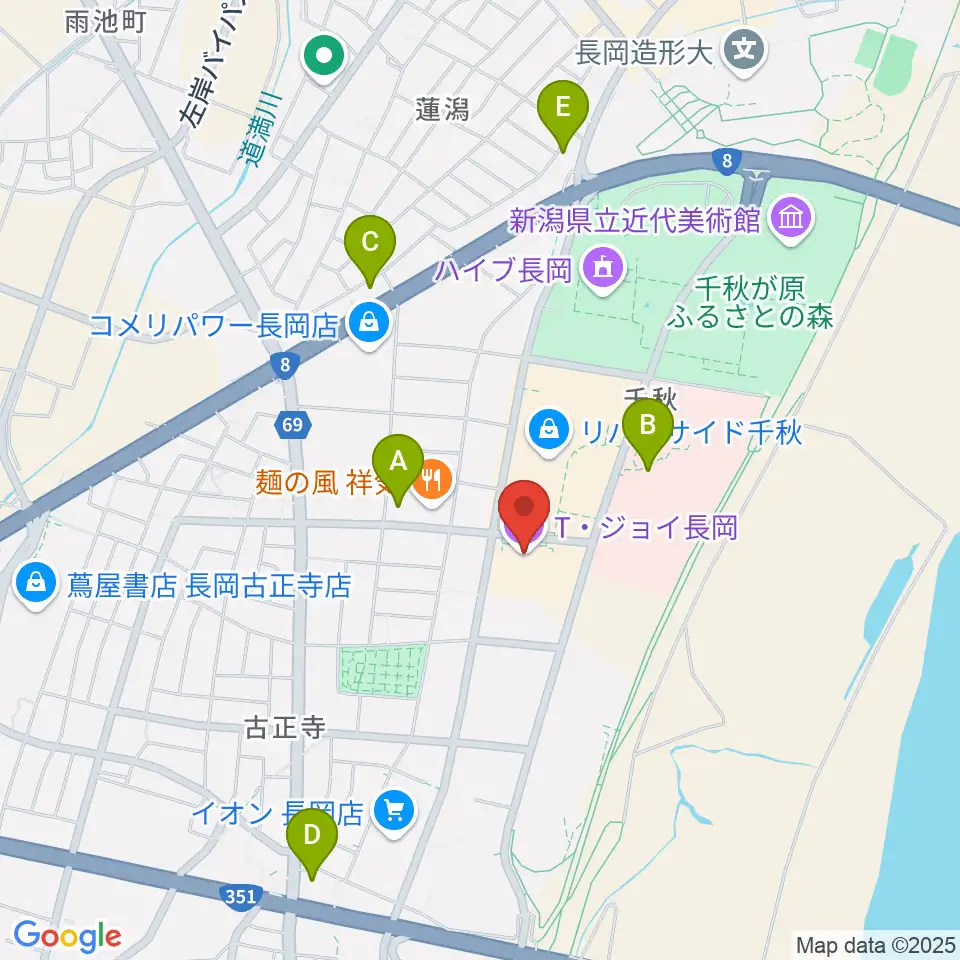 T・ジョイ長岡周辺のコンビニエンスストア一覧地図