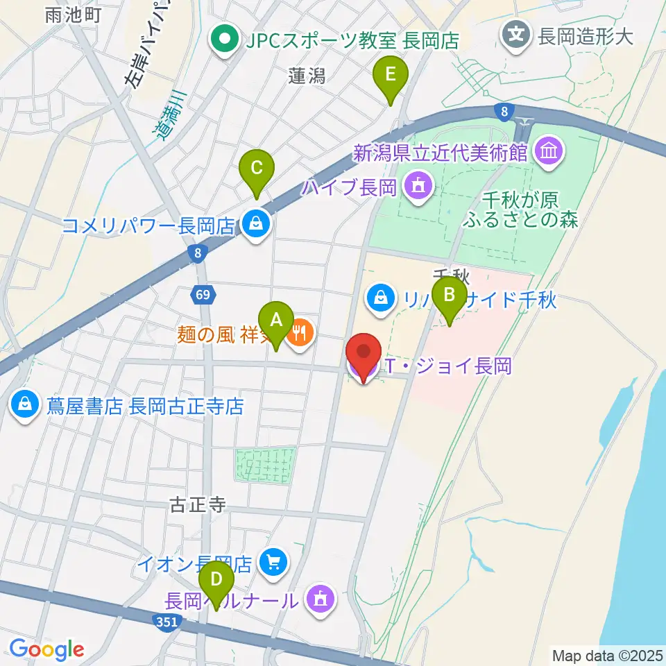 T・ジョイ長岡周辺のコンビニエンスストア一覧地図