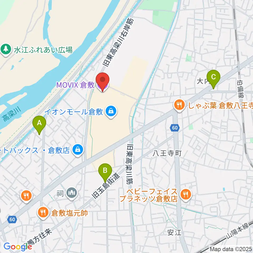 MOVIX倉敷周辺のコンビニエンスストア一覧地図
