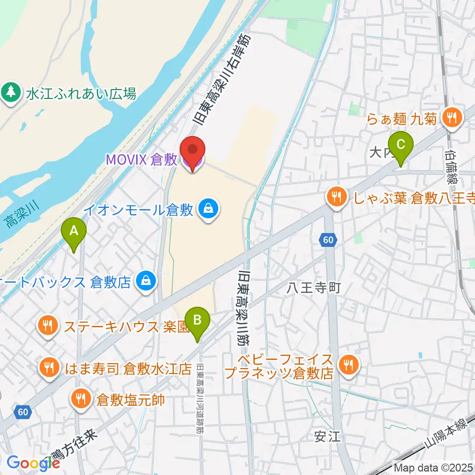 MOVIX倉敷周辺のコンビニエンスストア一覧地図
