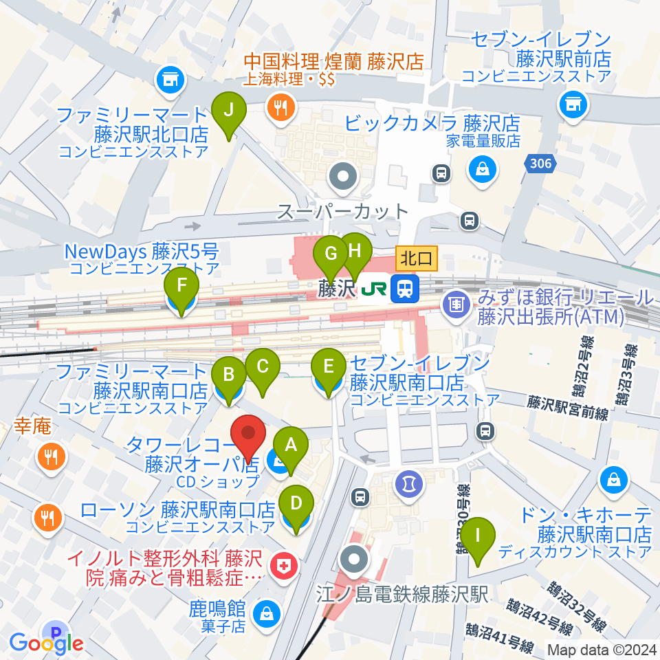 湘南bit周辺のコンビニエンスストア一覧地図