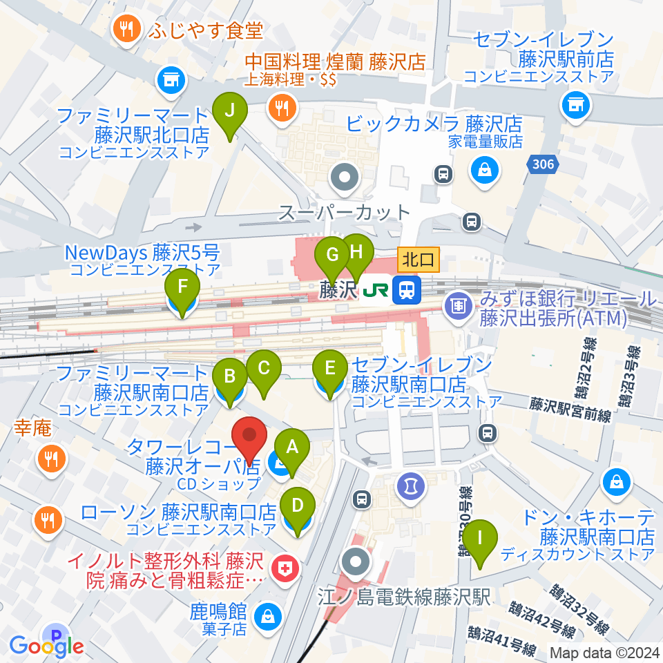 湘南bit周辺のコンビニエンスストア一覧地図