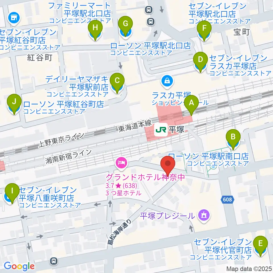 平塚Sad cafe周辺のコンビニエンスストア一覧地図