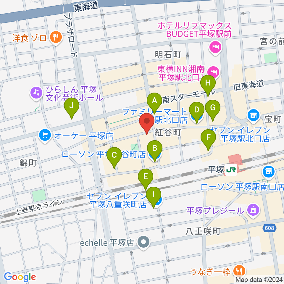 平塚ピアノフォルテ周辺のコンビニエンスストア一覧地図