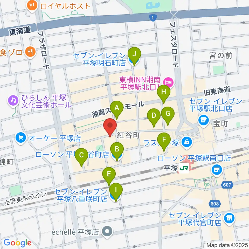 平塚ピアノフォルテ周辺のコンビニエンスストア一覧地図