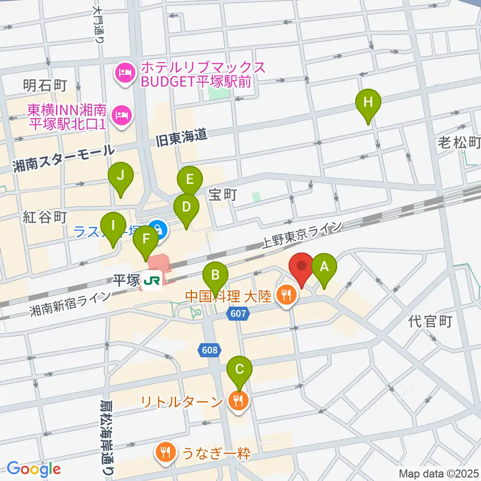 新堀ギター音楽院 平塚教室周辺のコンビニエンスストア一覧地図