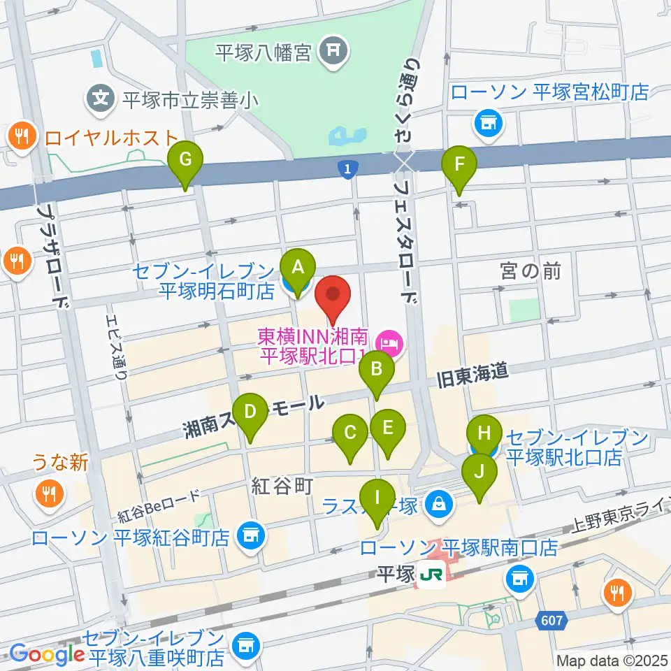平塚パイプライン周辺のコンビニエンスストア一覧地図