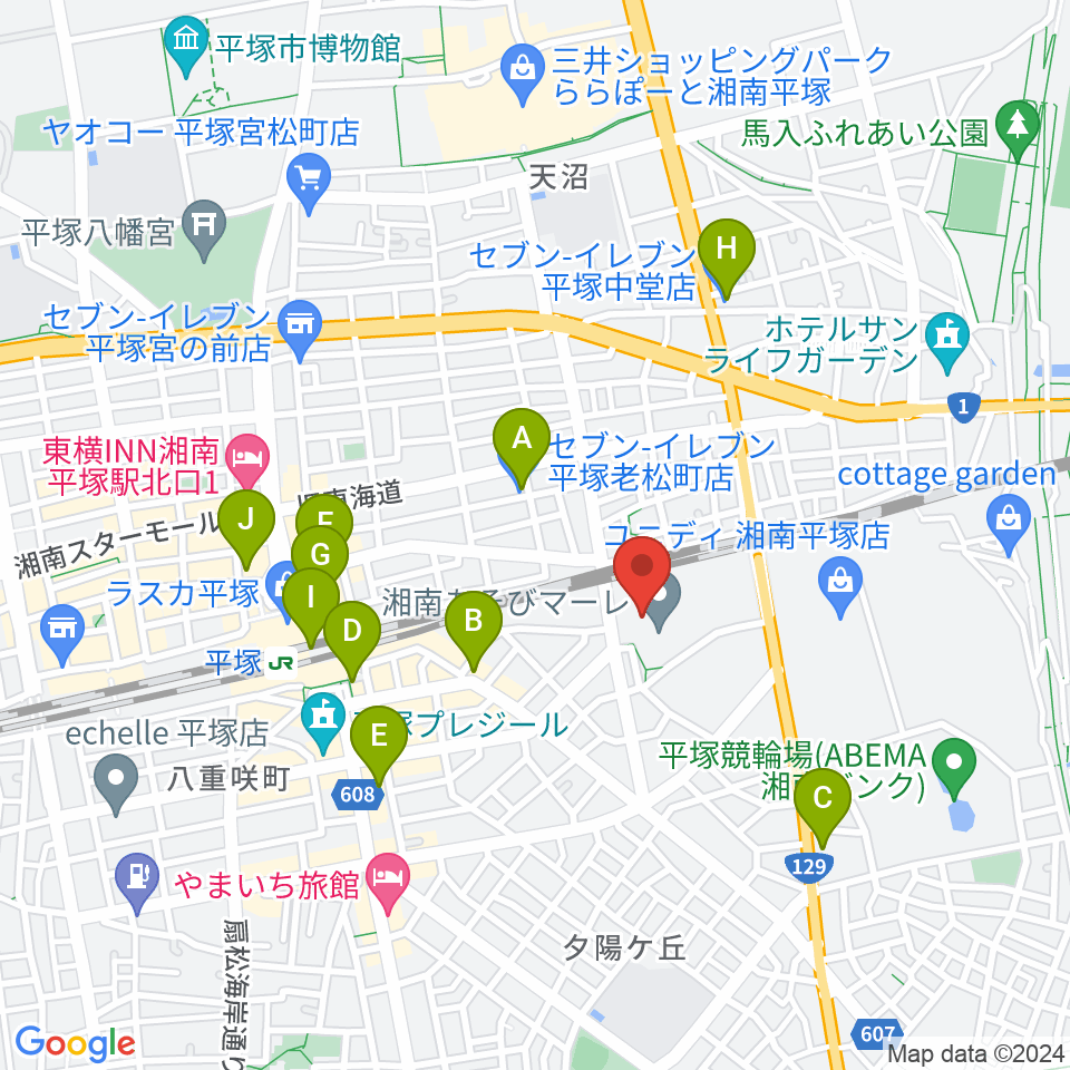 シネプレックス平塚周辺のコンビニエンスストア一覧地図