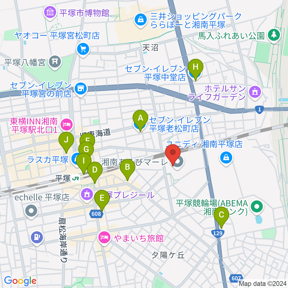 シネプレックス平塚周辺のコンビニエンスストア一覧地図