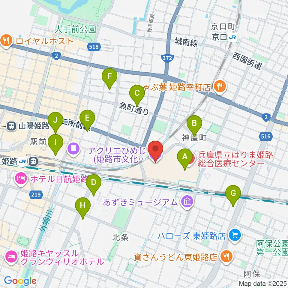 アクリエひめじ周辺のコンビニエンスストア一覧地図