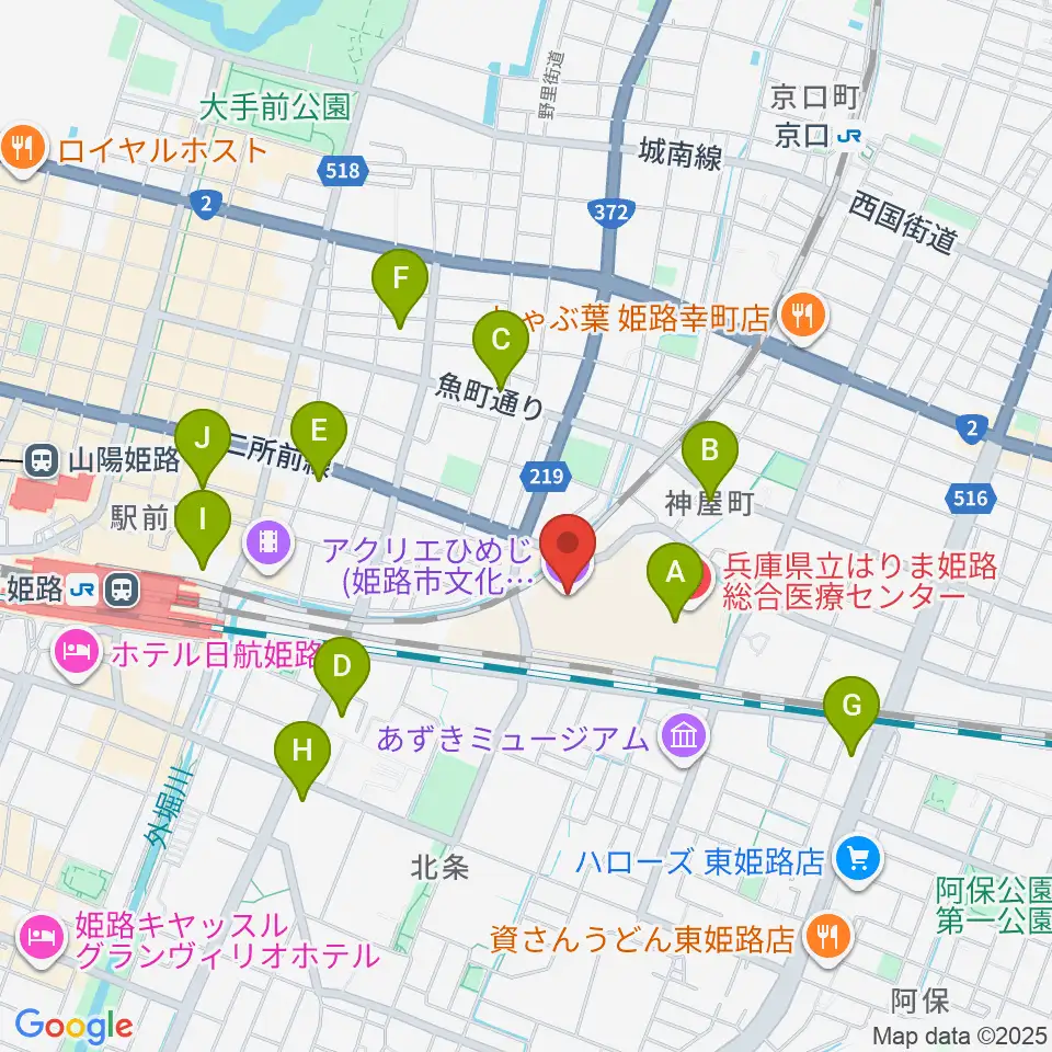 アクリエひめじ周辺のコンビニエンスストア一覧地図