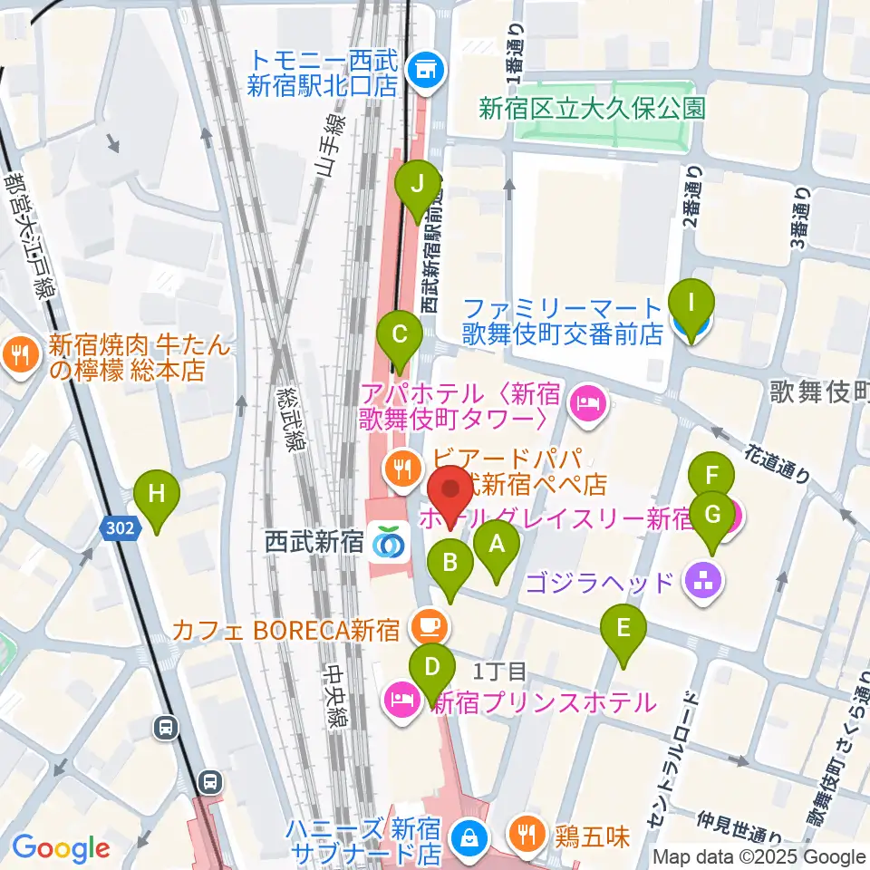 新宿ロックカフェロフト周辺のコンビニエンスストア一覧地図
