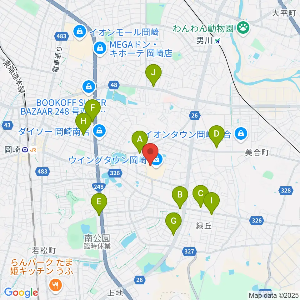 ユナイテッド・シネマ岡崎周辺のコンビニエンスストア一覧地図