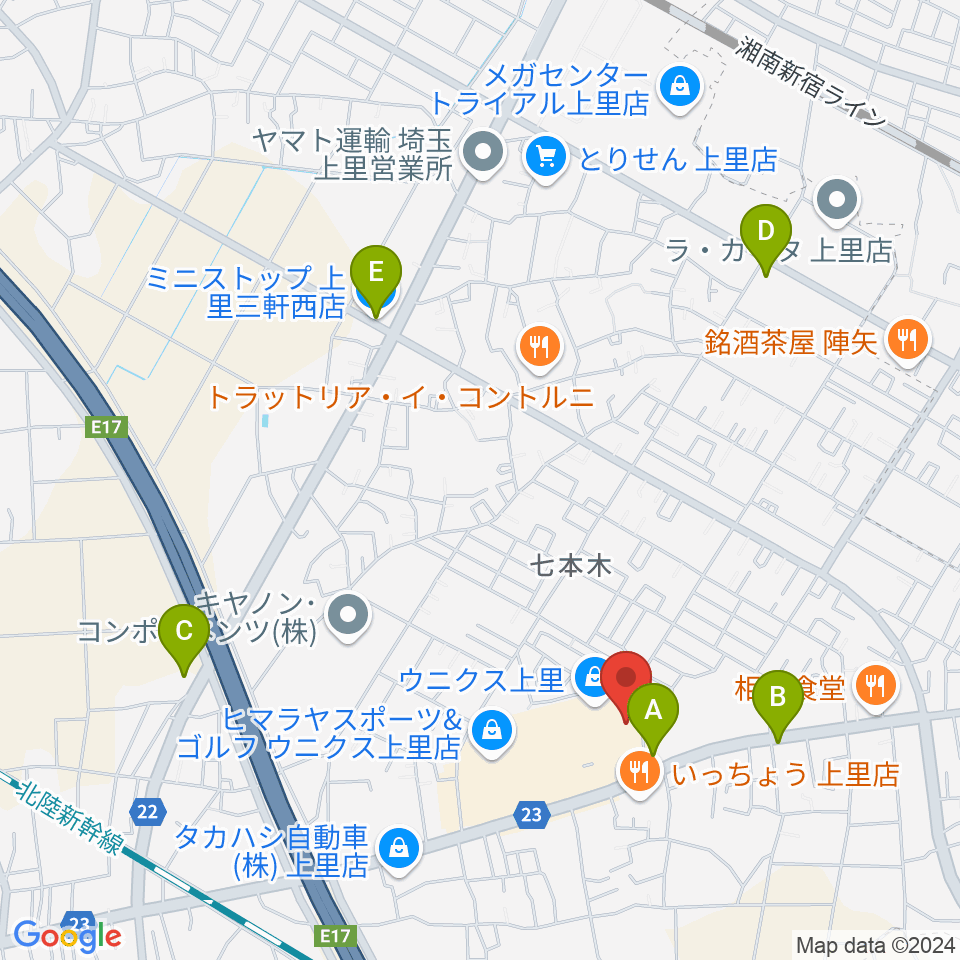 ユナイテッド・シネマ ウニクス上里周辺のコンビニエンスストア一覧地図