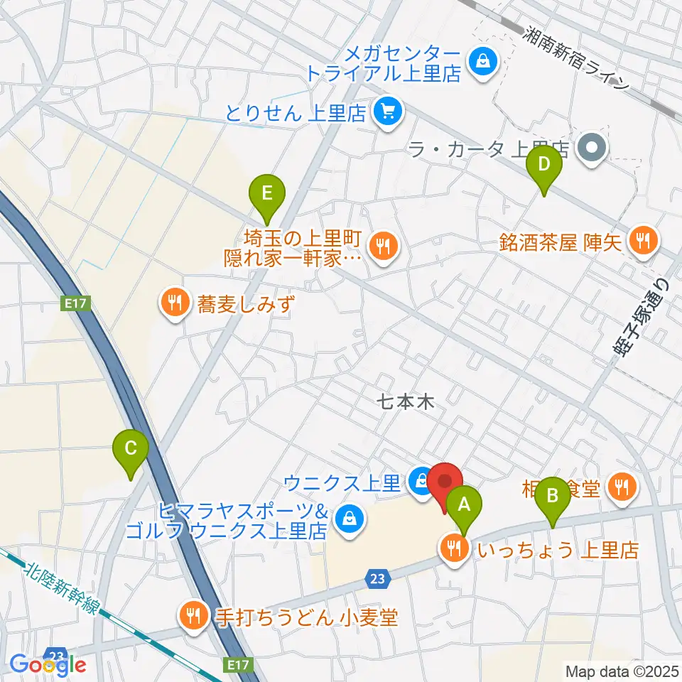 ユナイテッド・シネマ ウニクス上里周辺のコンビニエンスストア一覧地図