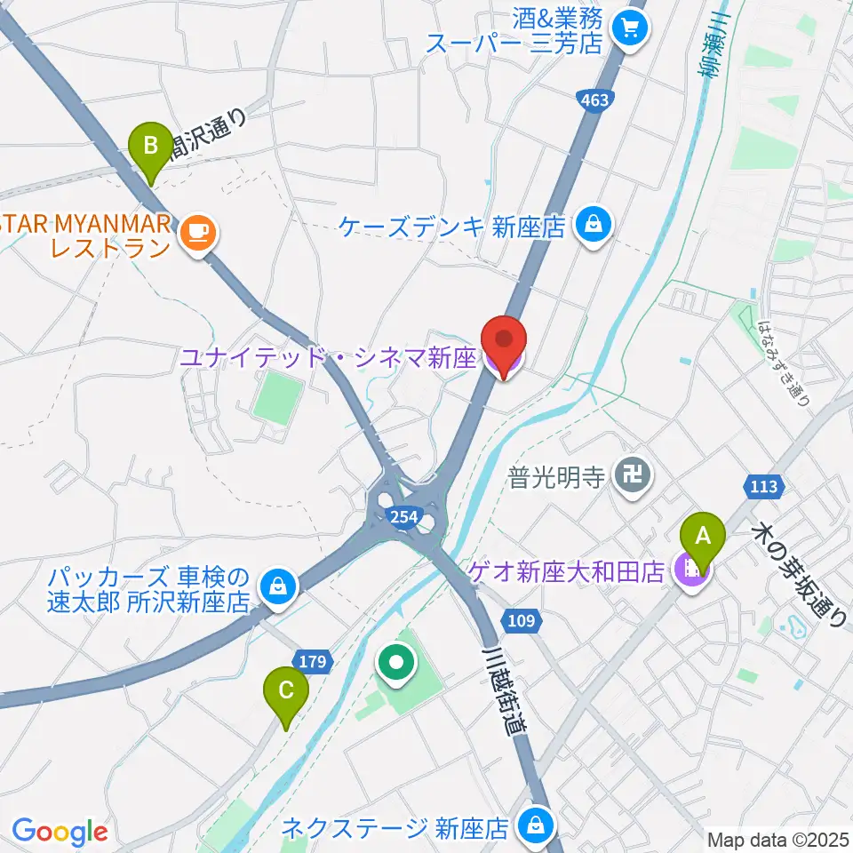ユナイテッド・シネマ新座周辺のコンビニエンスストア一覧地図