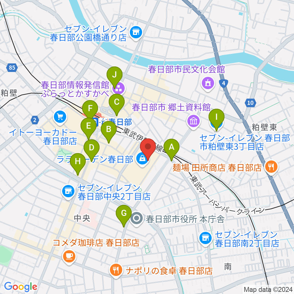 ユナイテッド・シネマ春日部周辺のコンビニエンスストア一覧地図