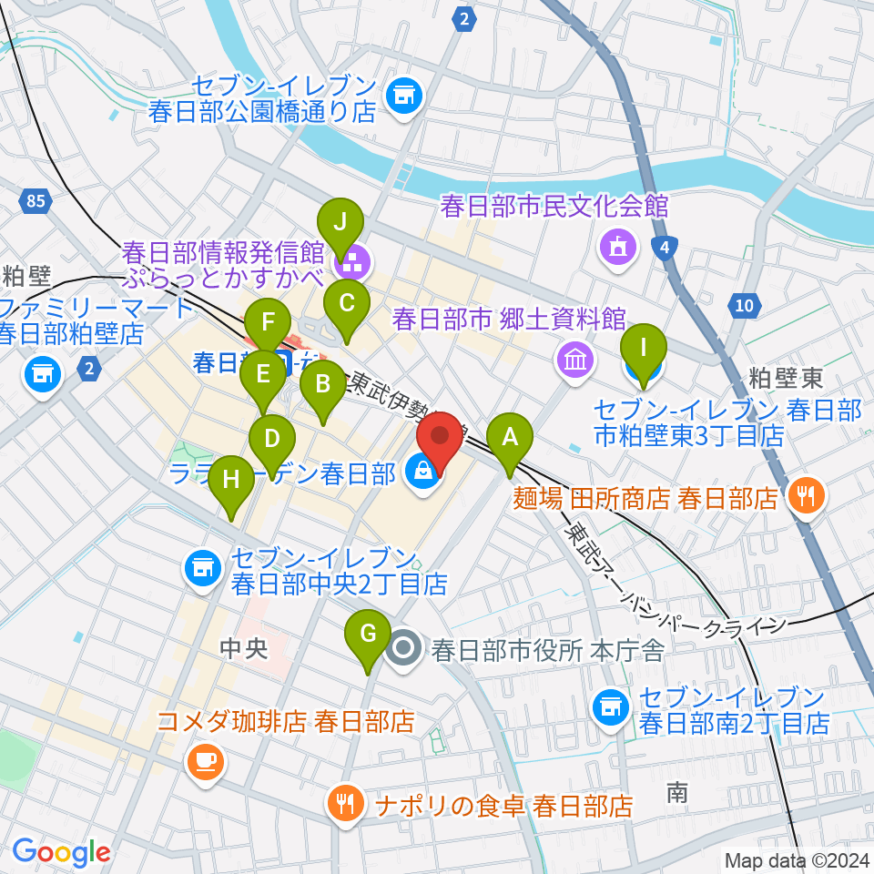 ユナイテッド・シネマ春日部周辺のコンビニエンスストア一覧地図