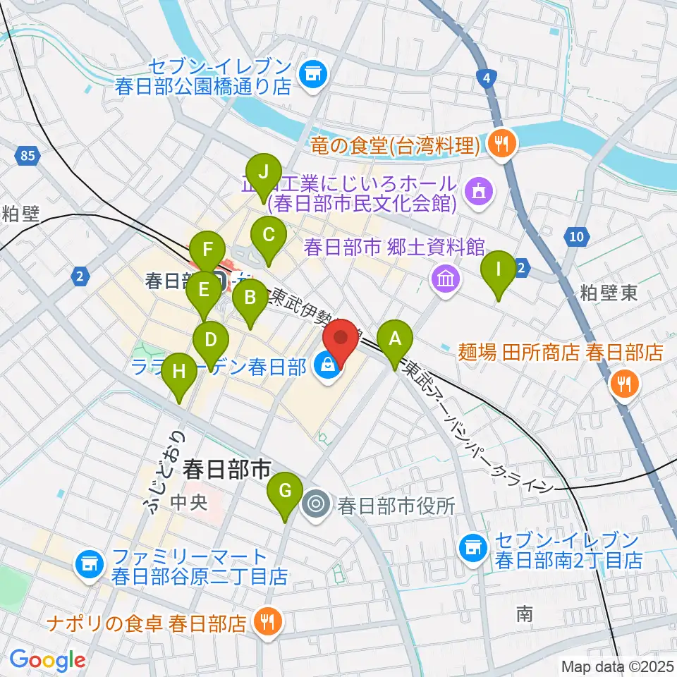 ユナイテッド・シネマ春日部周辺のコンビニエンスストア一覧地図