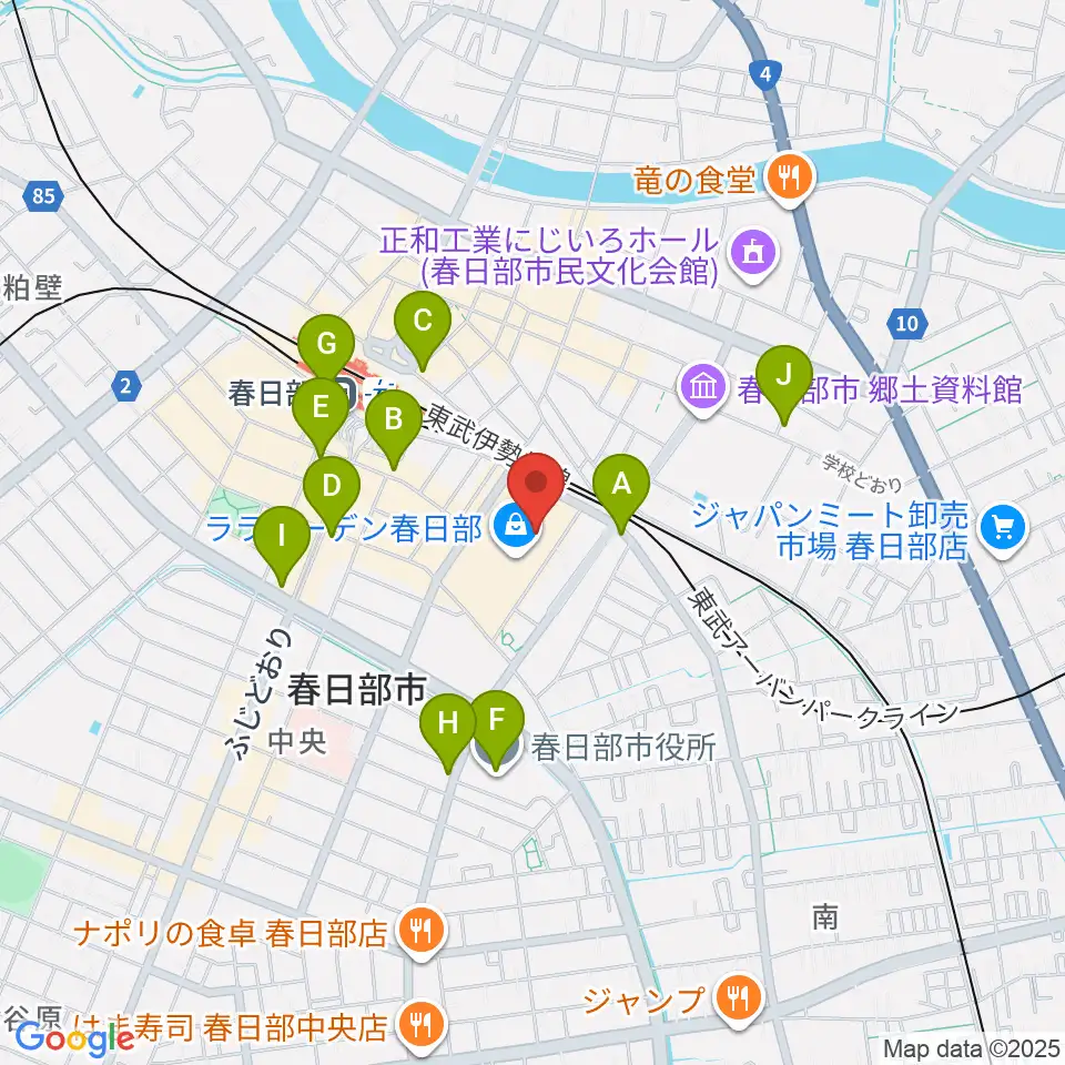 ユナイテッド・シネマ春日部周辺のコンビニエンスストア一覧地図
