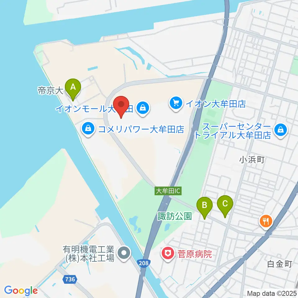 セントラルシネマ大牟田周辺のコンビニエンスストア一覧地図