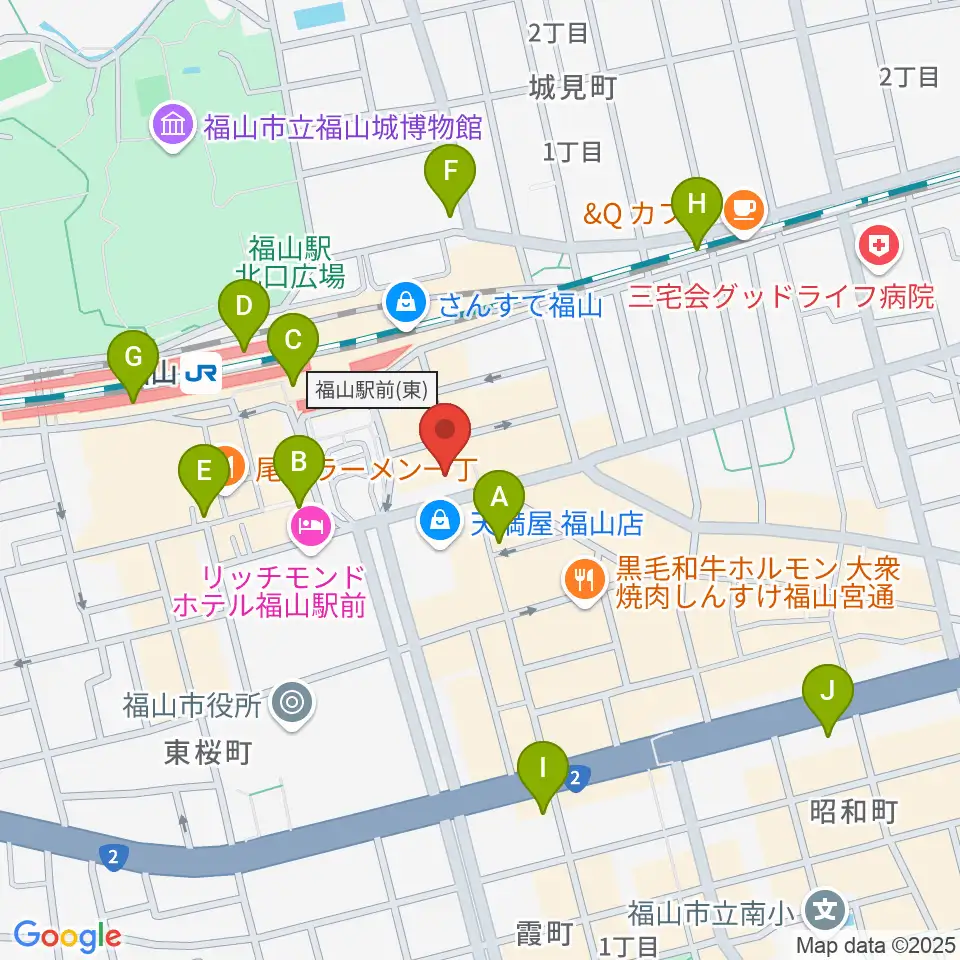 福山駅前シネマモード周辺のコンビニエンスストア一覧地図
