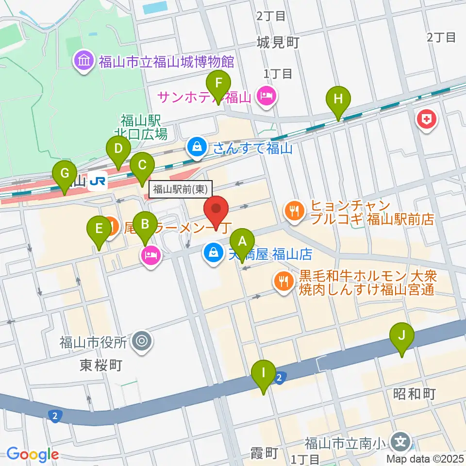 福山駅前シネマモード周辺のコンビニエンスストア一覧地図