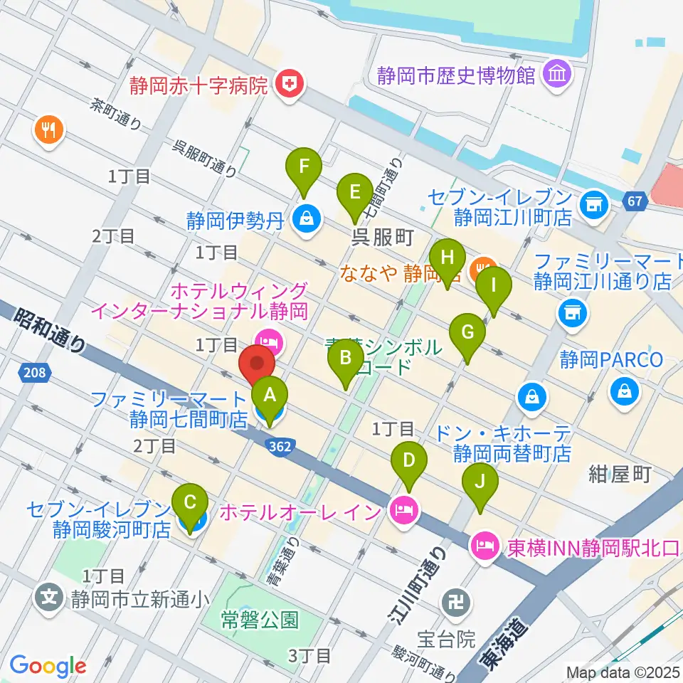 静岡東宝会館周辺のコンビニエンスストア一覧地図