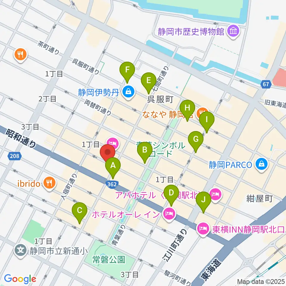 静岡東宝会館周辺のコンビニエンスストア一覧地図