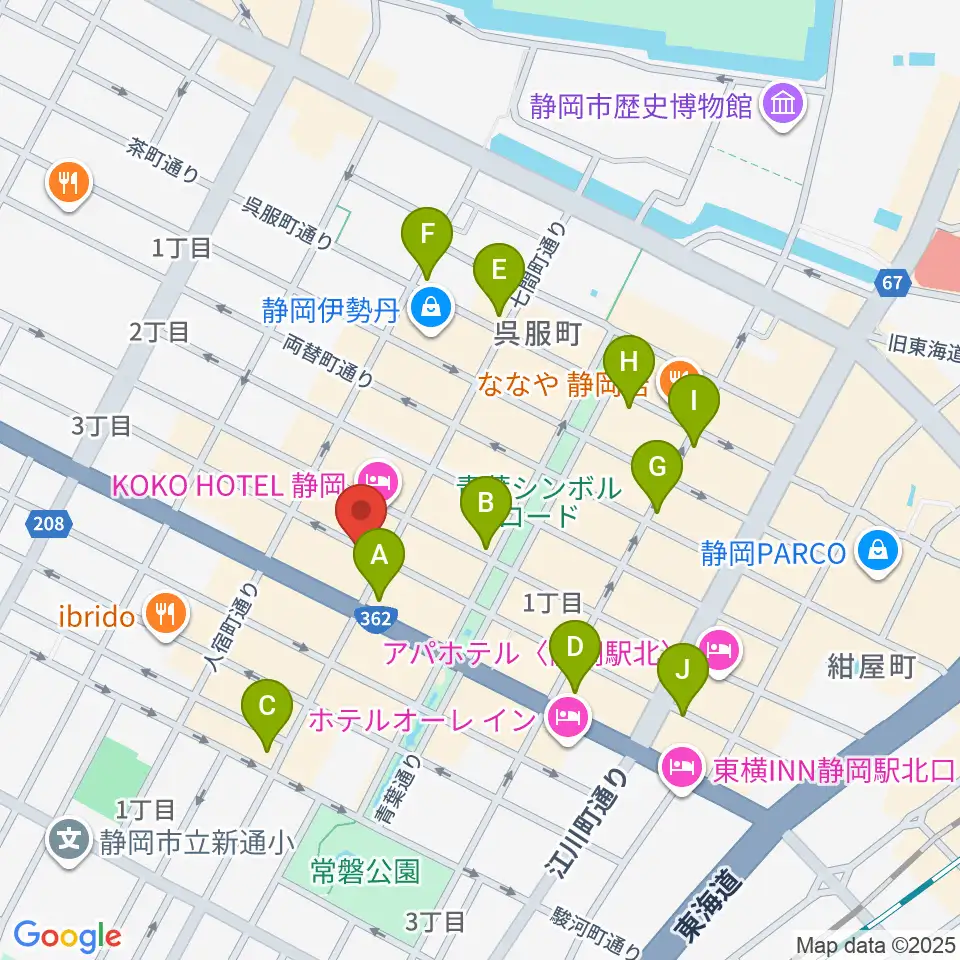 静岡東宝会館周辺のコンビニエンスストア一覧地図