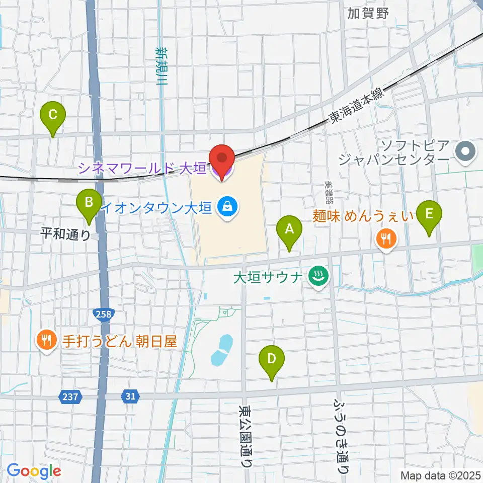 シネマワールド大垣周辺のコンビニエンスストア一覧地図