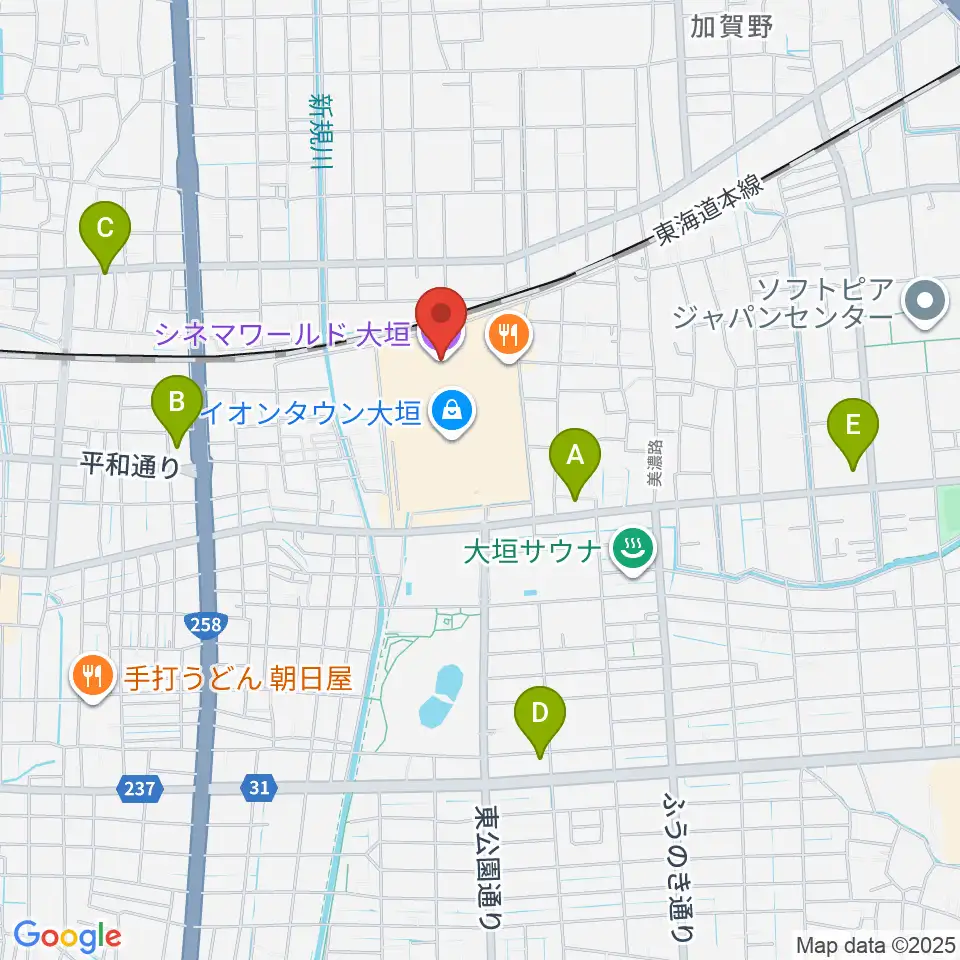 シネマワールド大垣周辺のコンビニエンスストア一覧地図