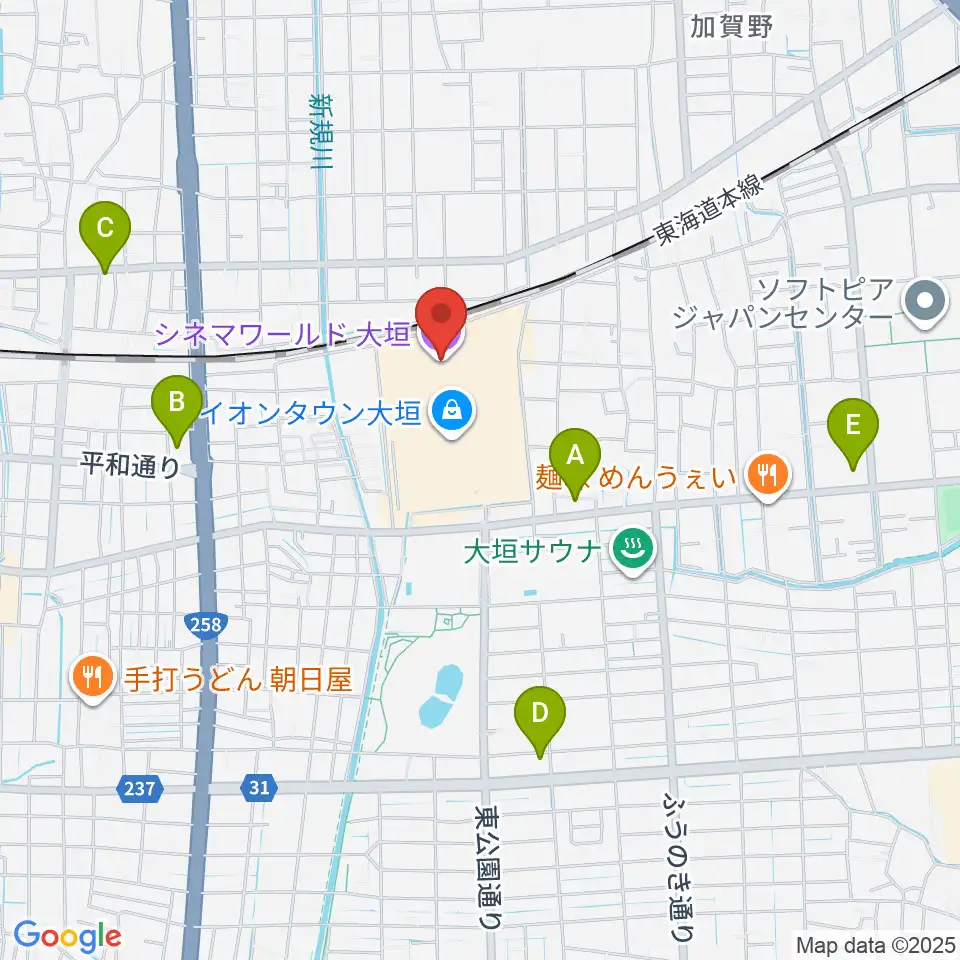 シネマワールド大垣周辺のコンビニエンスストア一覧地図