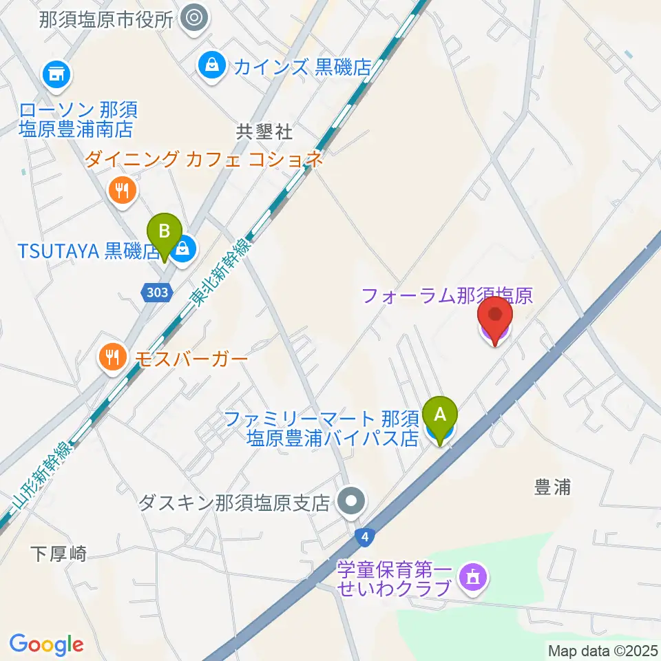 フォーラム那須塩原周辺のコンビニエンスストア一覧地図