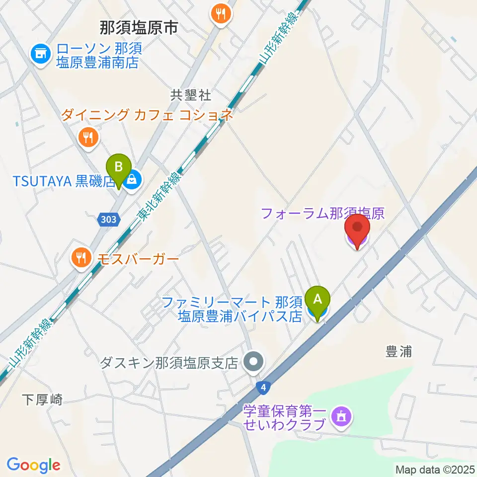 フォーラム那須塩原周辺のコンビニエンスストア一覧地図
