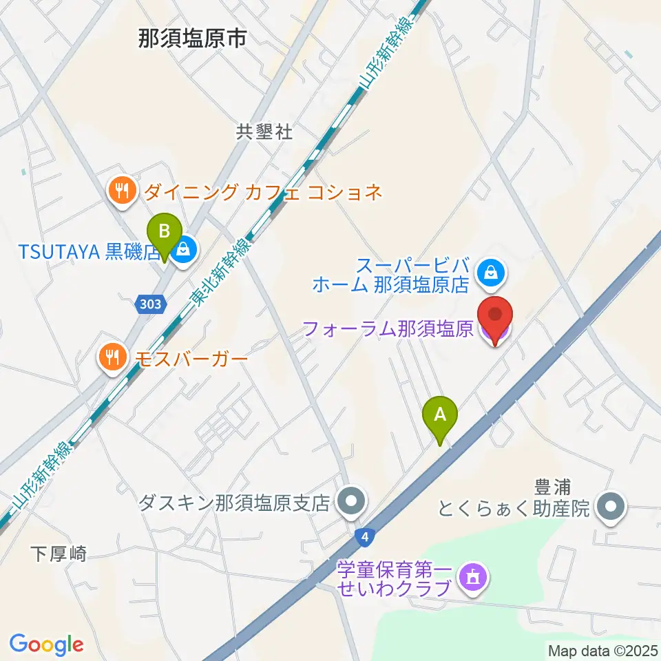 フォーラム那須塩原周辺のコンビニエンスストア一覧地図