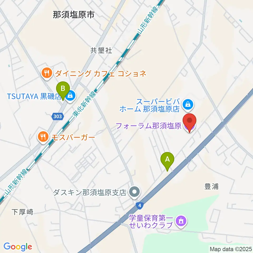 フォーラム那須塩原周辺のコンビニエンスストア一覧地図
