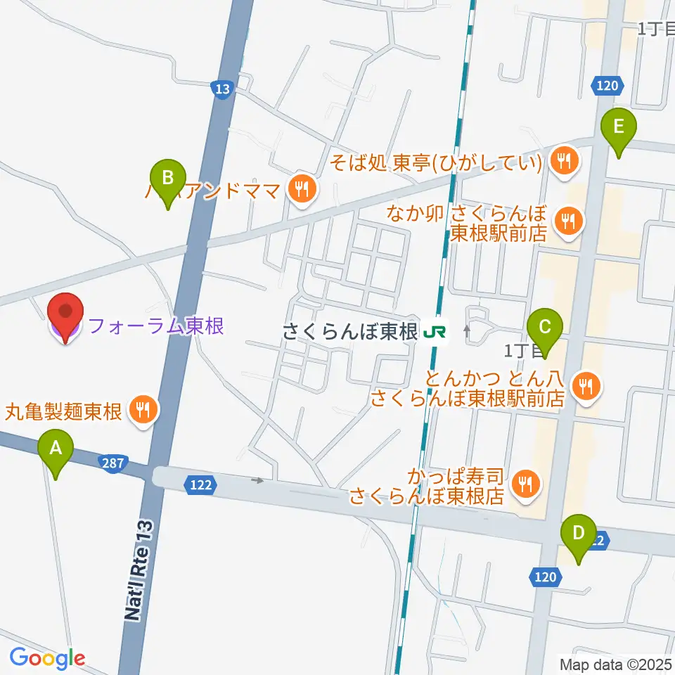 フォーラム東根周辺のコンビニエンスストア一覧地図