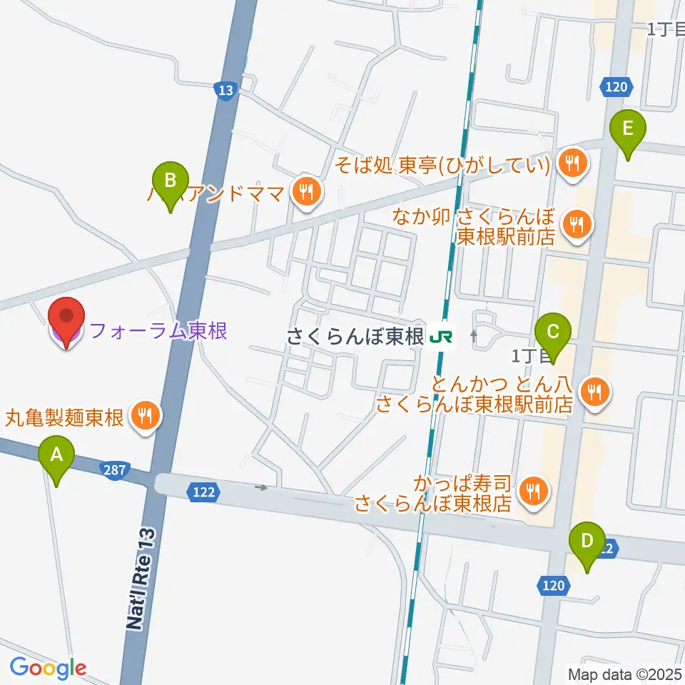 フォーラム東根周辺のコンビニエンスストア一覧地図