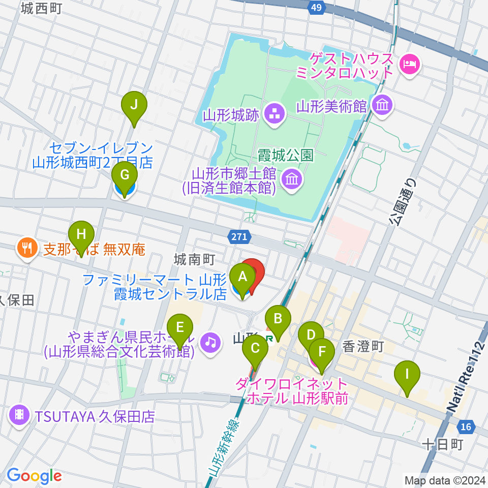 ソラリス山形周辺のコンビニエンスストア一覧地図