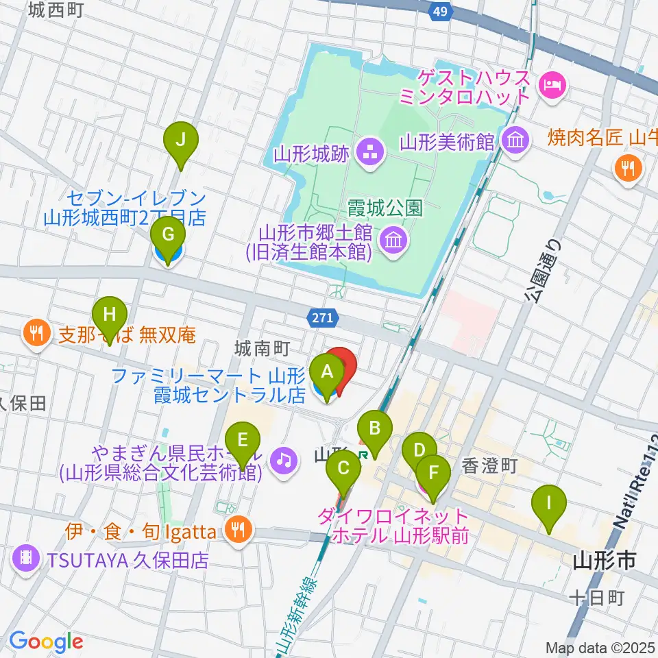 ソラリス山形周辺のコンビニエンスストア一覧地図