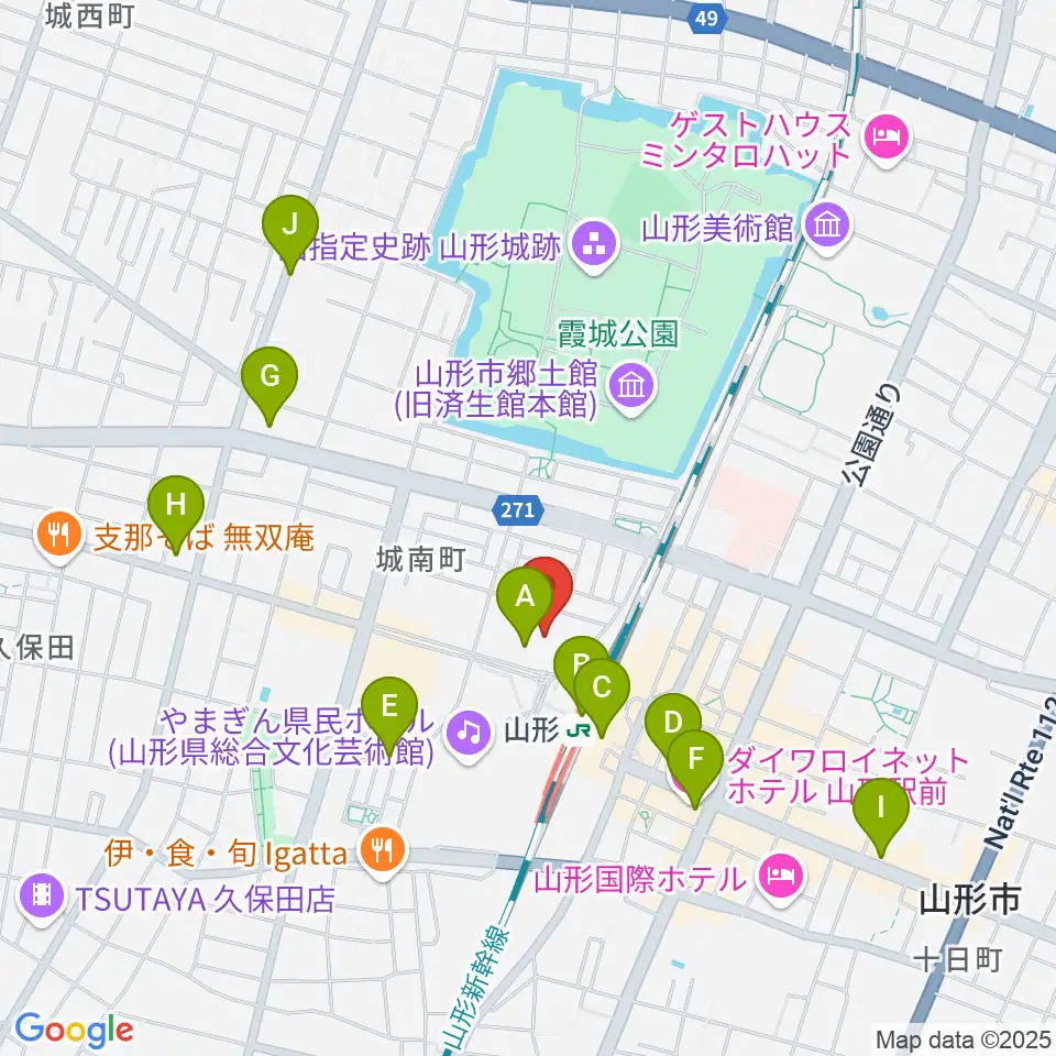 ソラリス山形周辺のコンビニエンスストア一覧地図