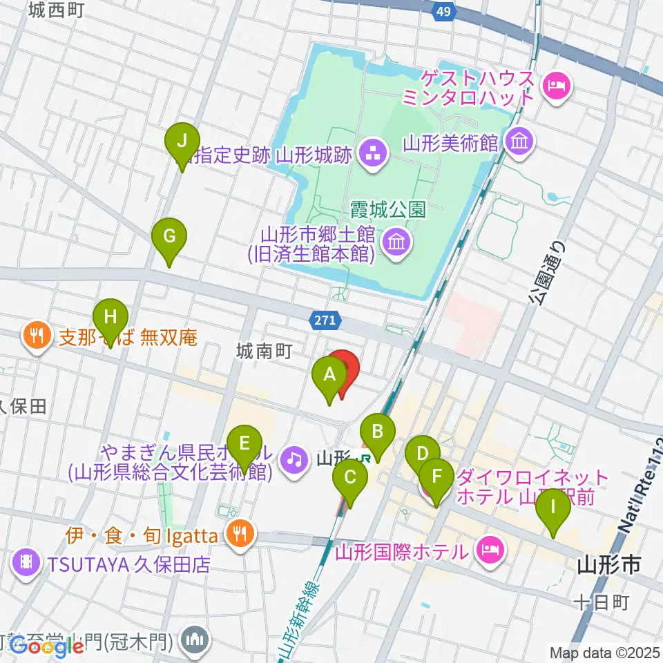 ソラリス山形周辺のコンビニエンスストア一覧地図