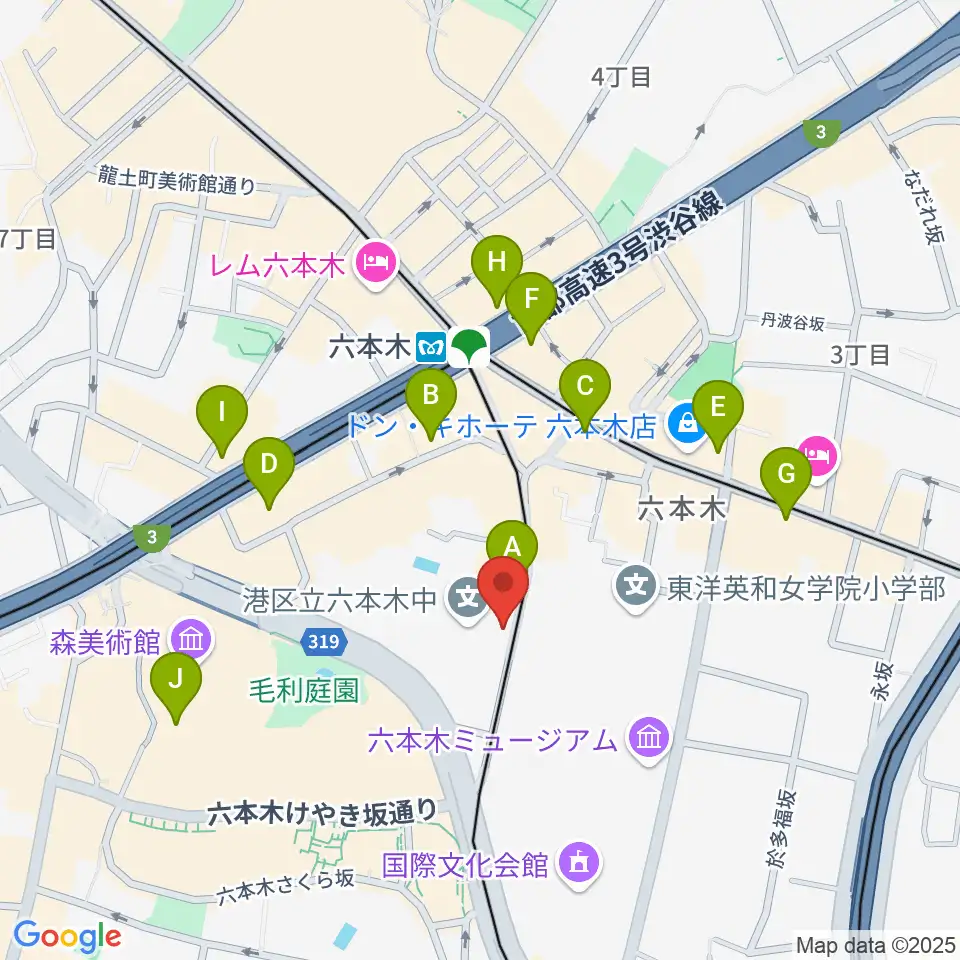 六本木トリコロールシアター周辺のコンビニエンスストア一覧地図