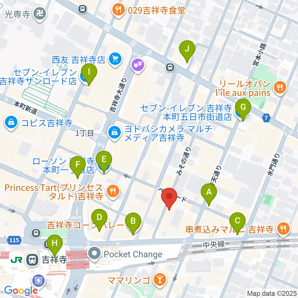 音吉!MEG周辺のコンビニエンスストア一覧地図