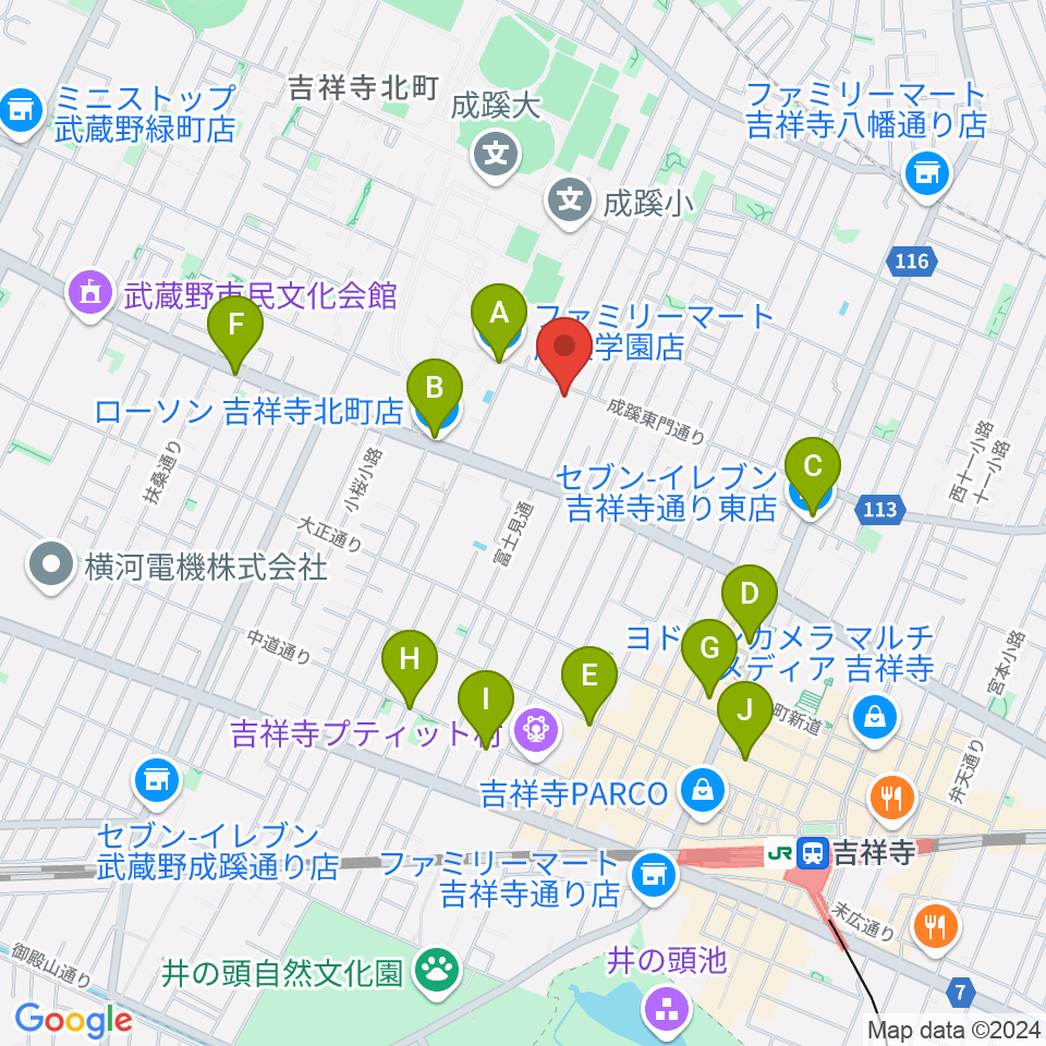 管楽器修理工房Prosit周辺のコンビニエンスストア一覧地図