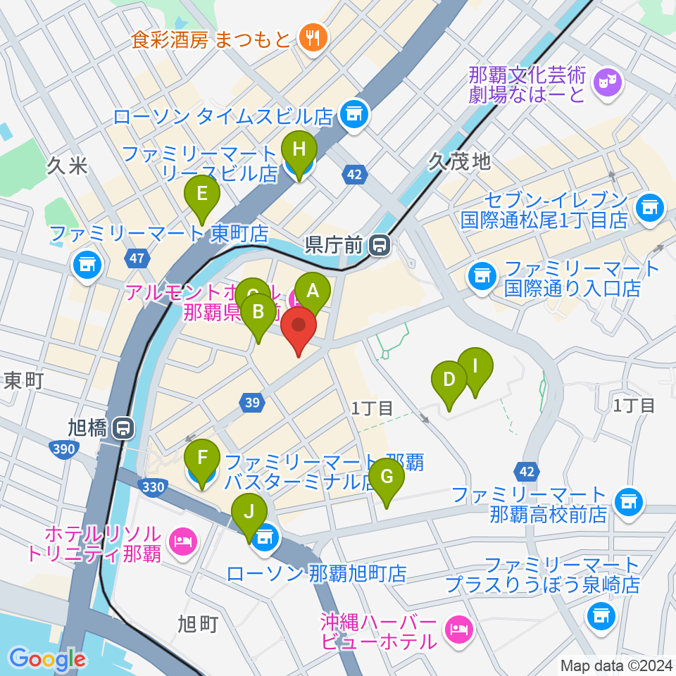 琉球新報ホール周辺のコンビニエンスストア一覧地図