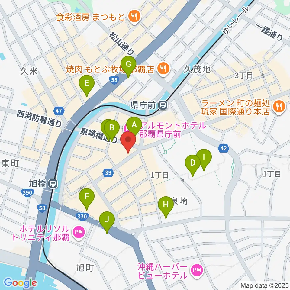琉球新報ホール周辺のコンビニエンスストア一覧地図