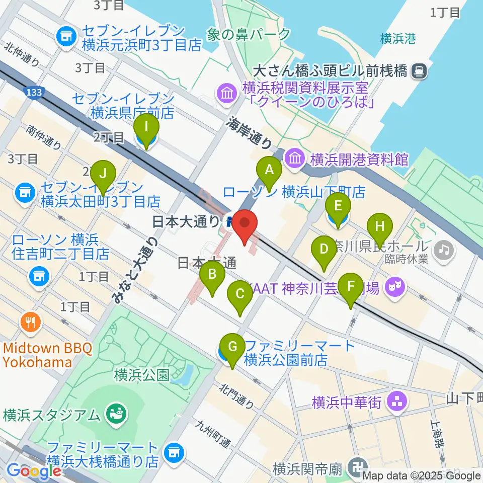 横浜情報文化センター周辺のコンビニエンスストア一覧地図