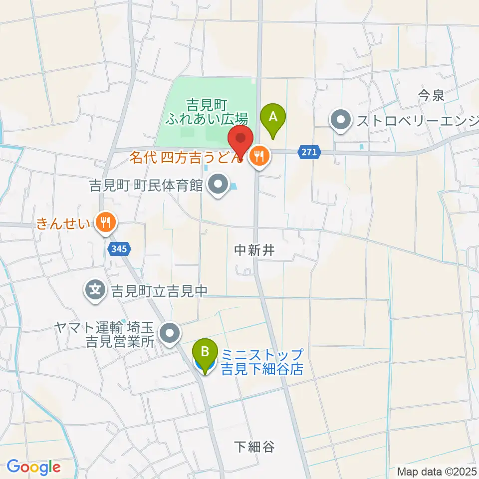 吉見町民会館（フレサよしみ）周辺のコンビニエンスストア一覧地図